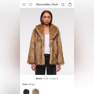 Abercrombie & Fitch Shawl Collar Faux Fur Coat, Brown Size Medium NWOT